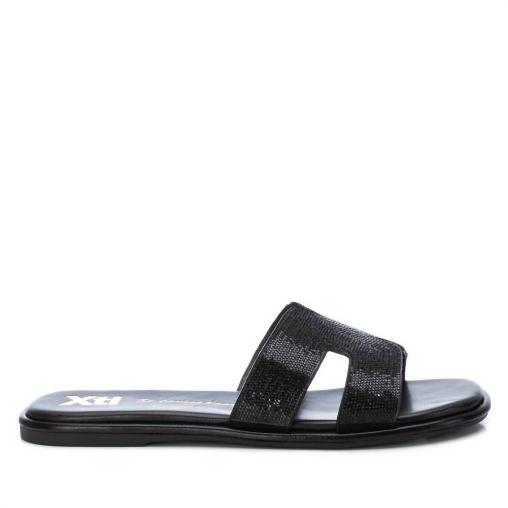 NEW XTI women's flat sandals in black